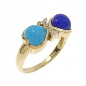 K18YG ハート カラーストーン リング