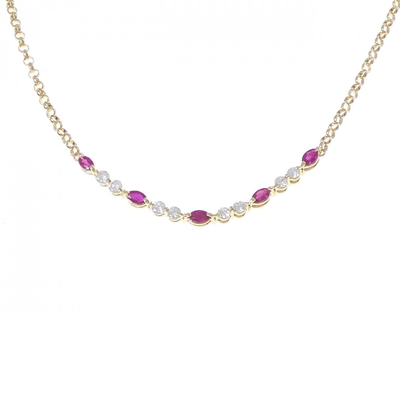 K18YG ルビー ネックレス 1.35CT