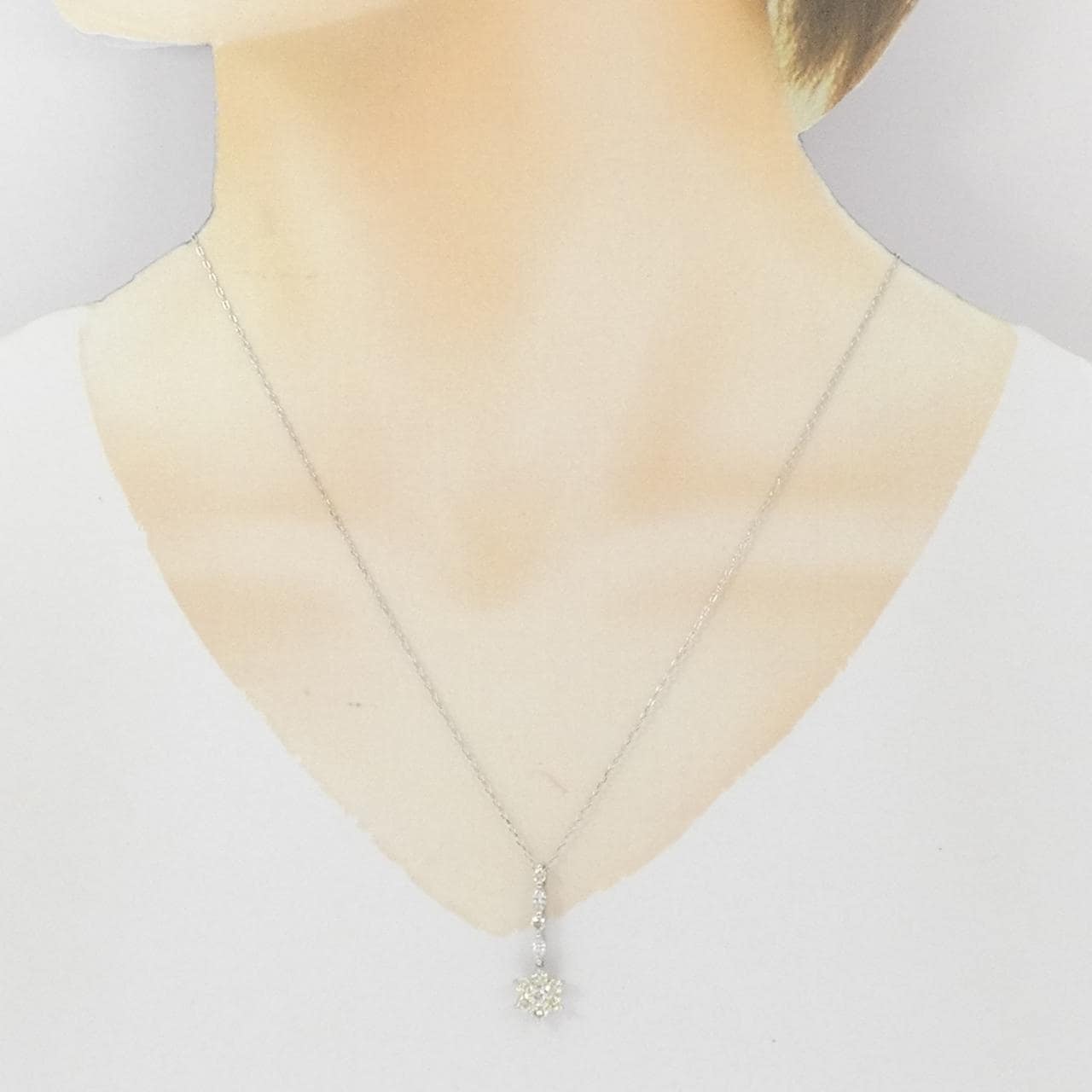 K18WG フラワー ダイヤモンド ネックレス 1.07CT