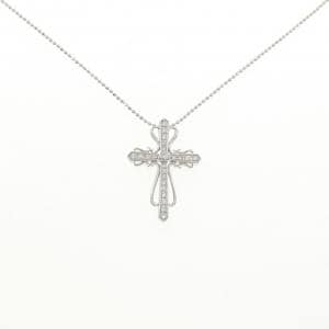 K18WG クロス ダイヤモンド ネックレス 0.37CT