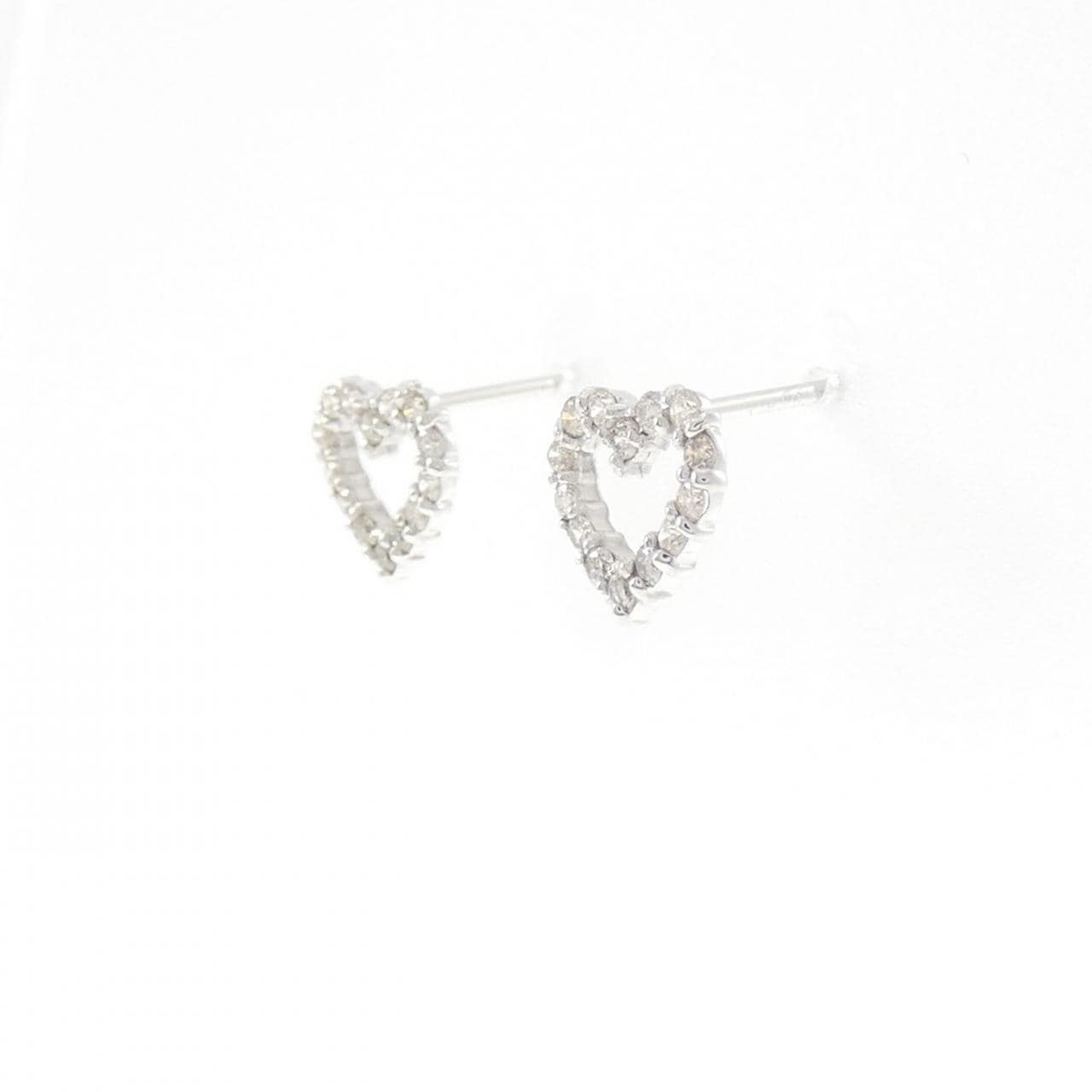 K18WG ハート ダイヤモンド ピアス 0.20CT