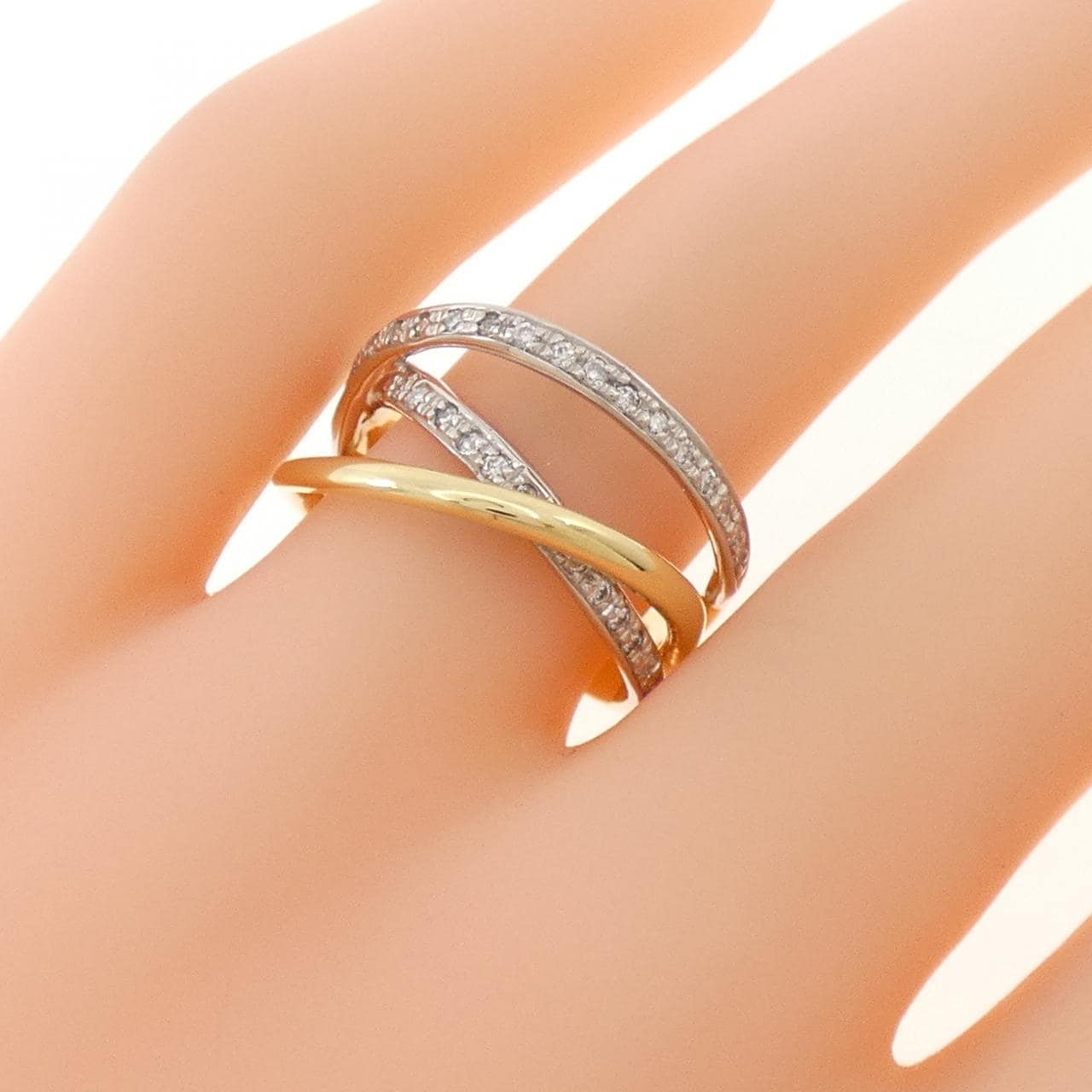 K18YG/PT900 ダイヤモンド リング 0.22CT