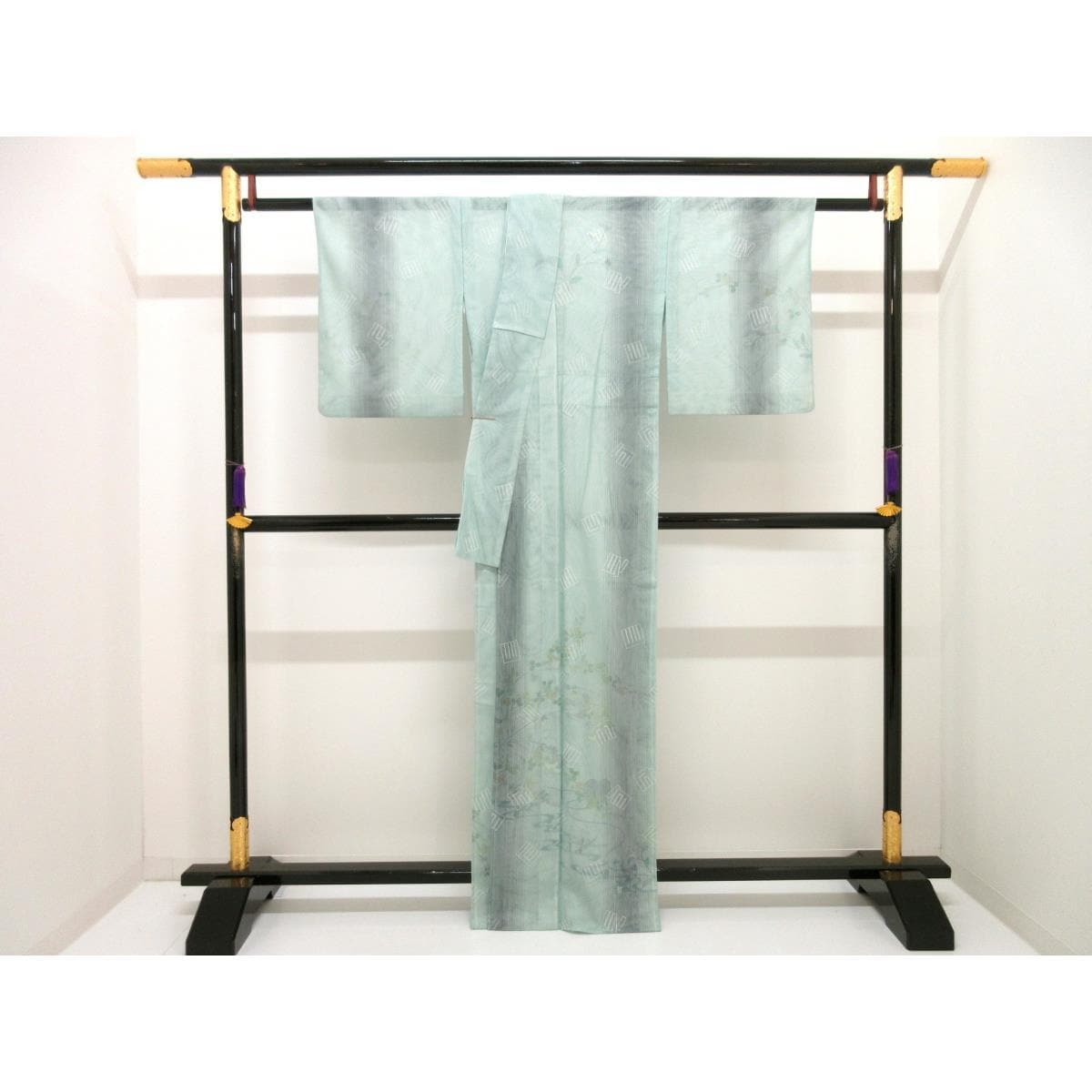 単衣　紗無双訪問着　友禅金彩加工　裄丈Ｓ寸