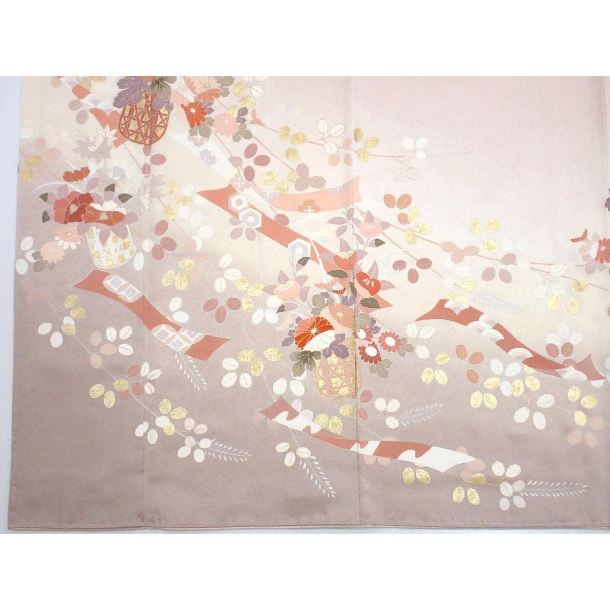 【未使用品】訪問着　友禅金彩加工　刺繍入りボカシ染
