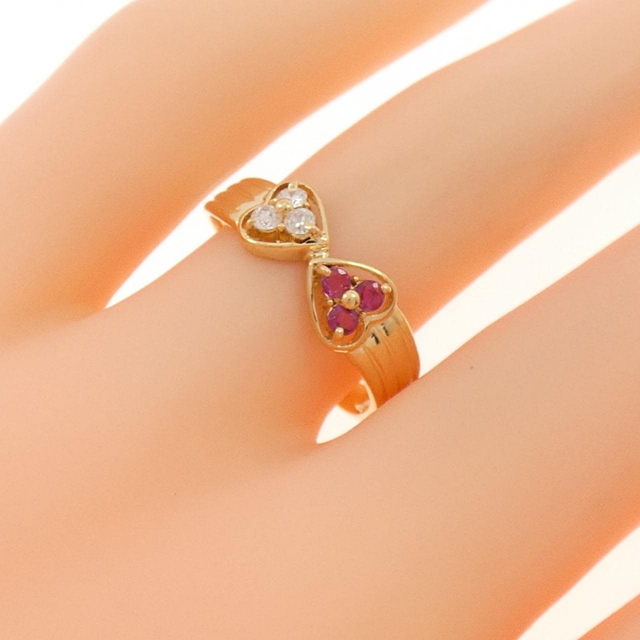 K18YG ハート ルビー リング 0.15CT