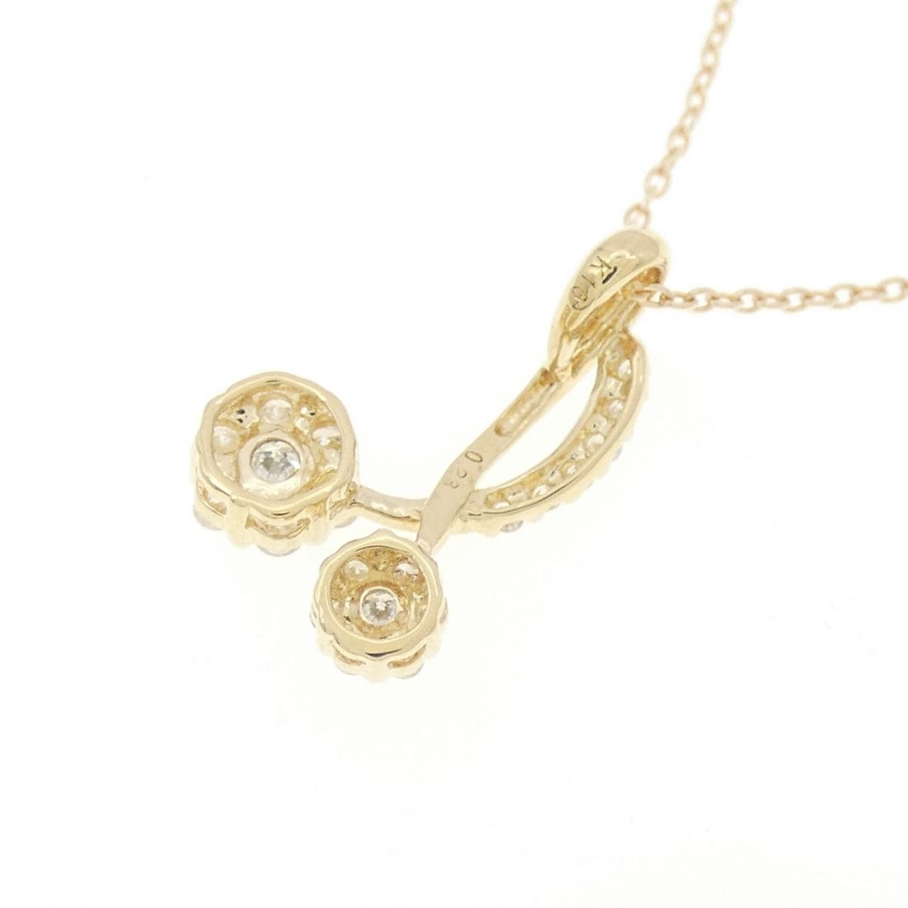 K10YG フラワー ダイヤモンド ネックレス 0.23CT