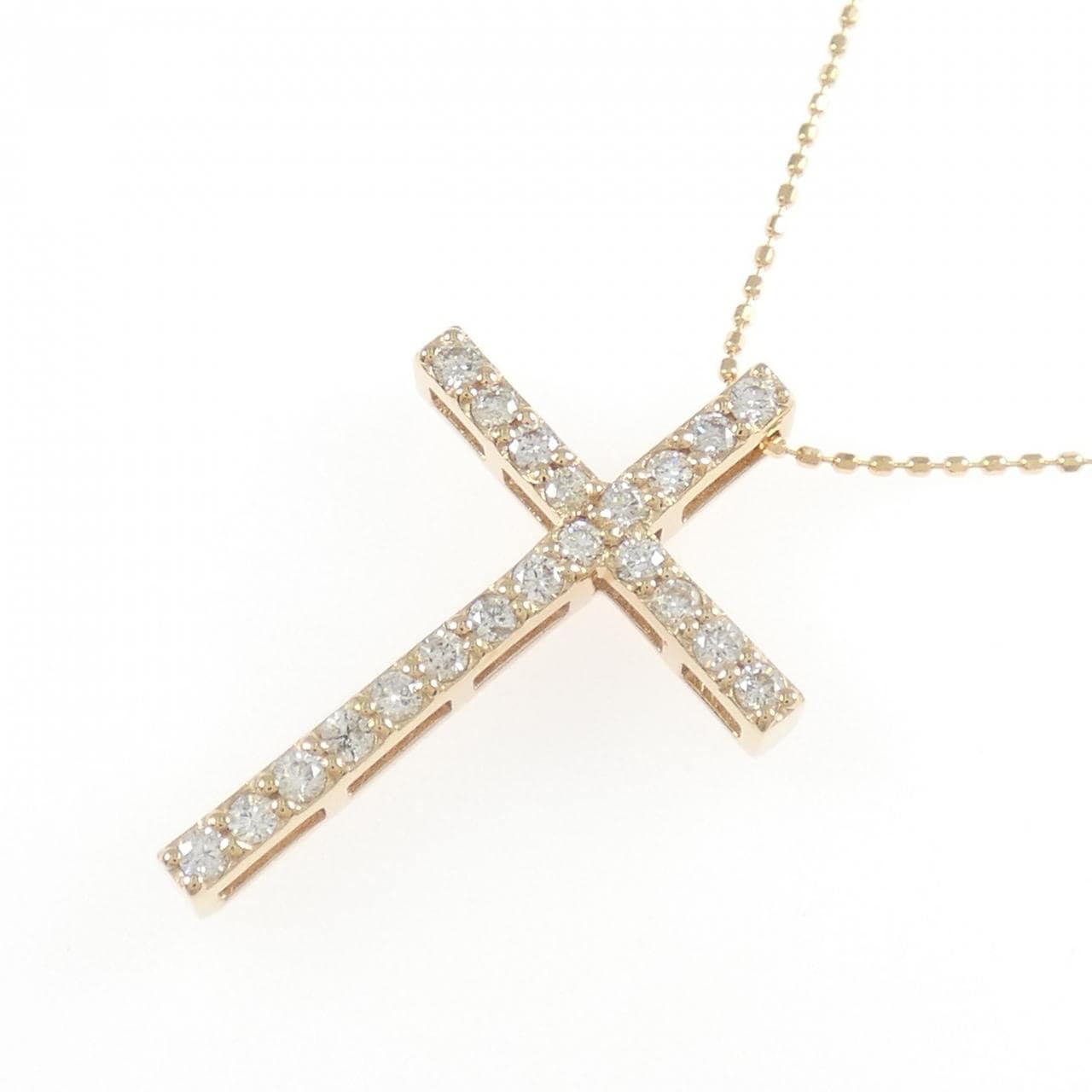 K18PG/750PG クロス ダイヤモンド ネックレス 0.42CT