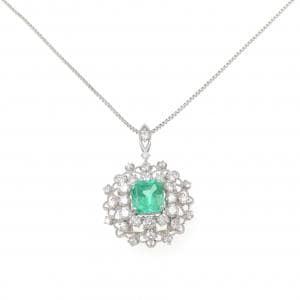 PT950/PT850 エメラルド ネックレス 0.986CT