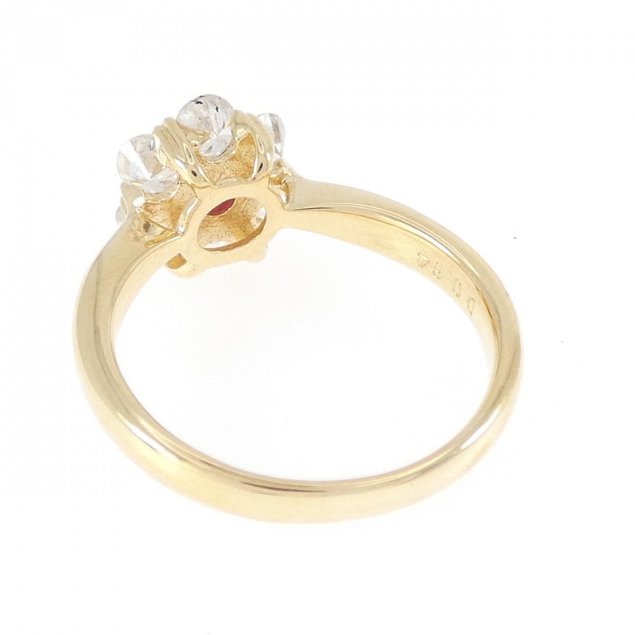 K18YG フラワー ルビー リング 0.16CT