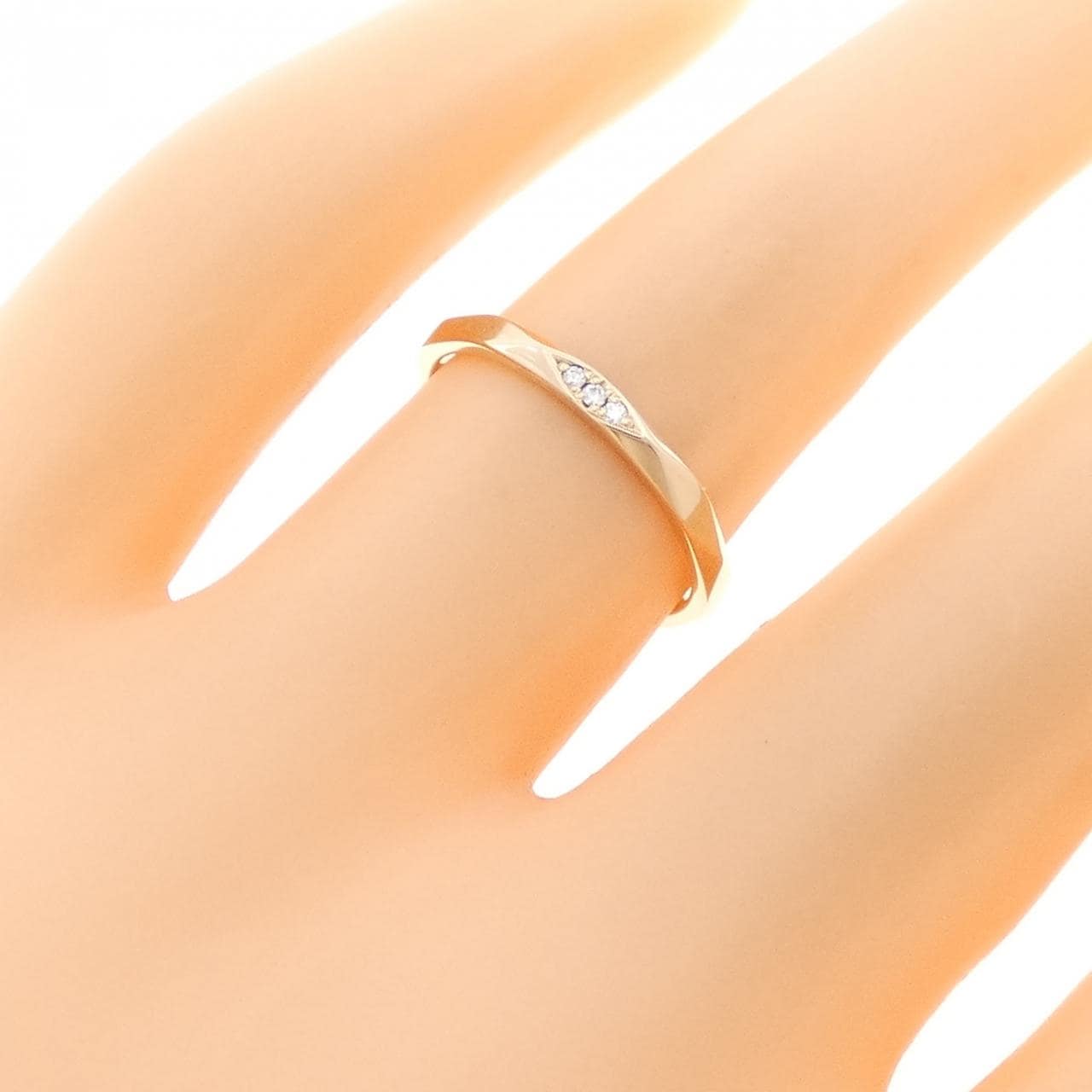 K18PG スリーストーン ダイヤモンド リング 0.01CT