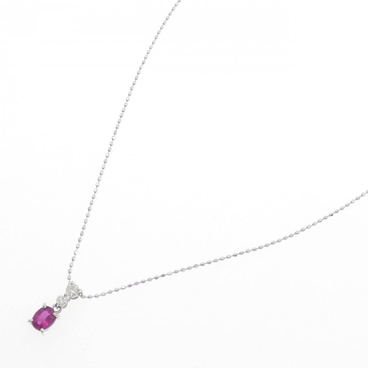 K18WG ルビー ネックレス 0.38CT