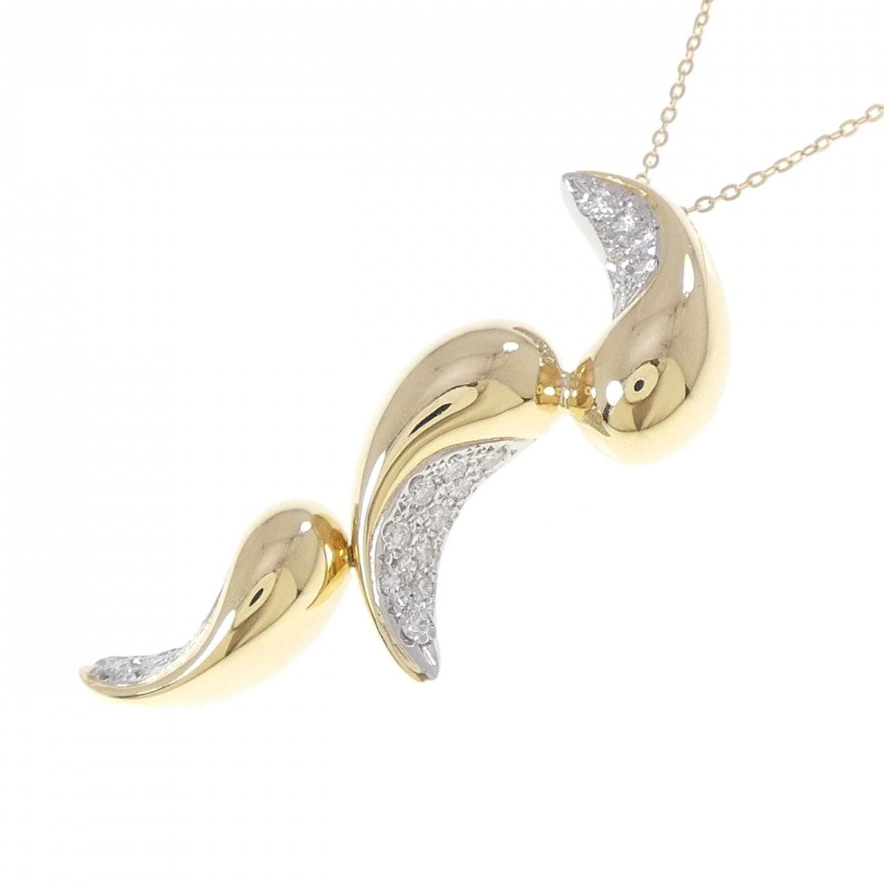 K18YG/PT900 ダイヤモンド ネックレス 0.38CT