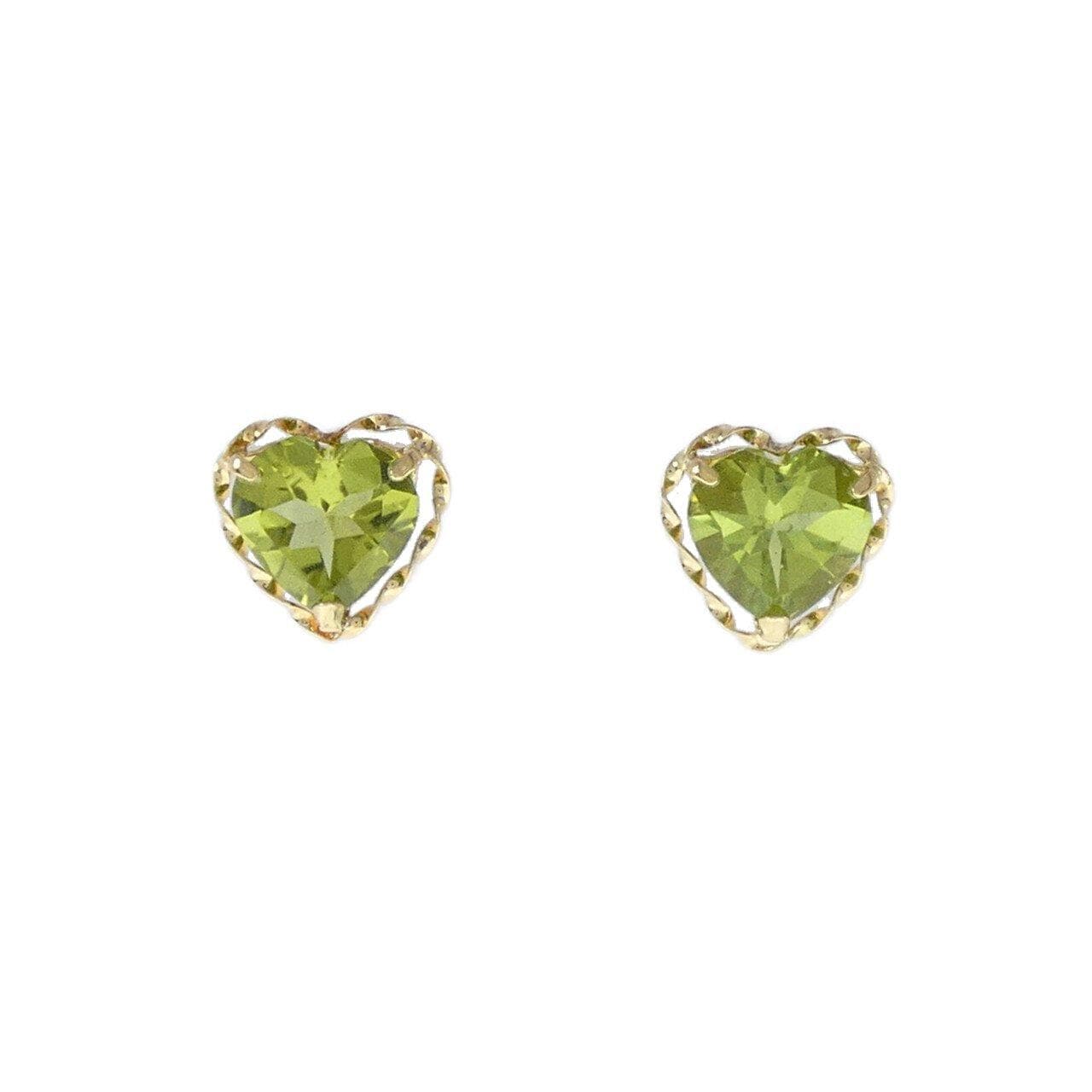 K18YG ハート ペリドット ピアス 2.00CT