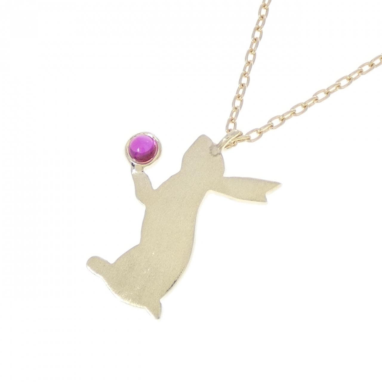 K10YG ラビット ルビー ネックレス