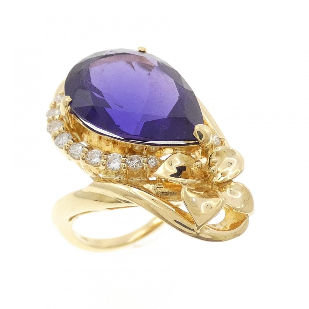 K18YG フラワー アメジスト リング 6.79CT