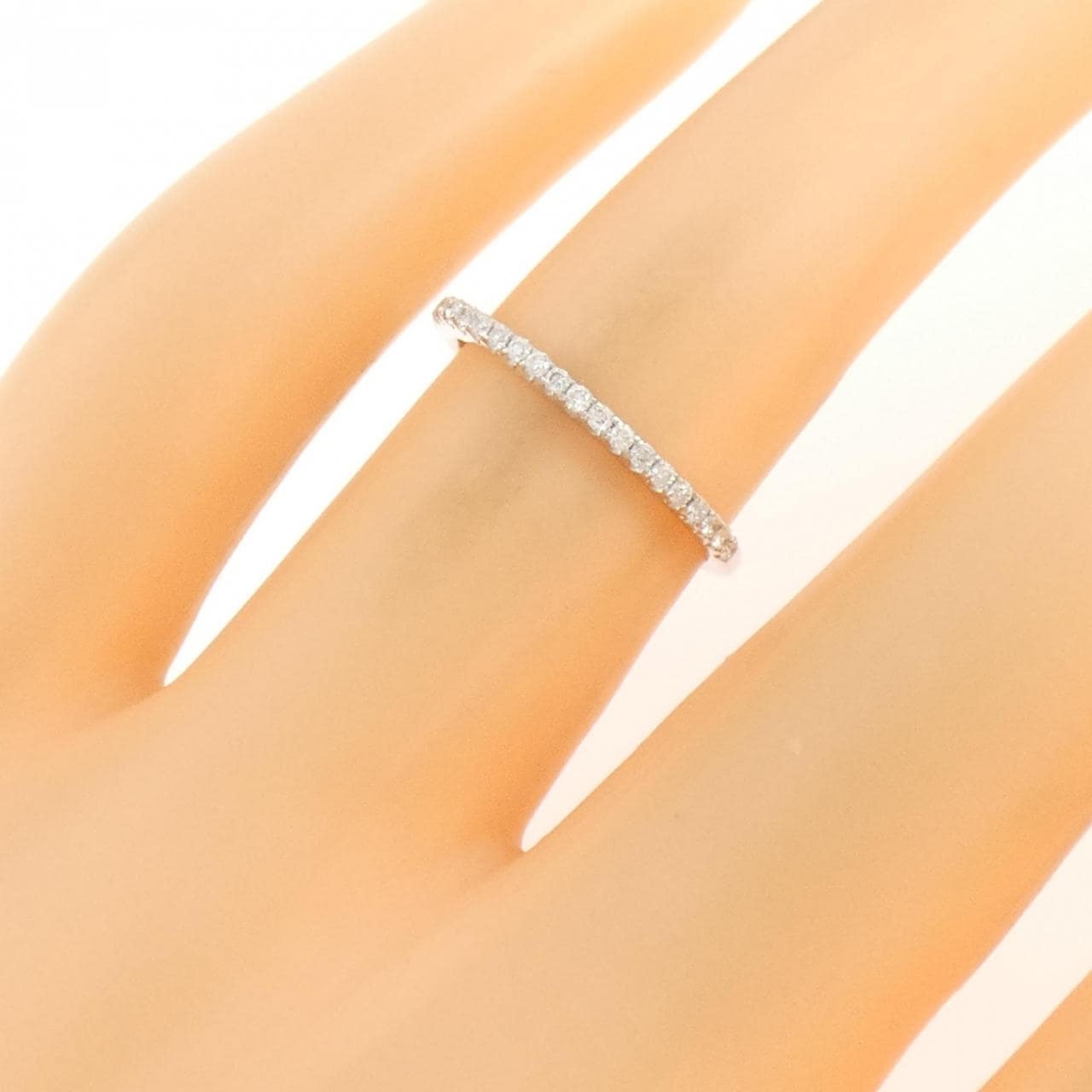 K18WG ハーフエタニティ ダイヤモンド リング 0.13CT