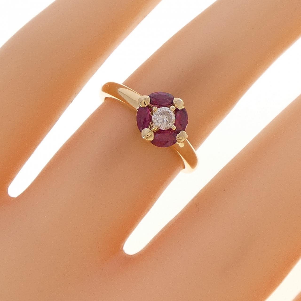 K18YG ルビー リング 0.45CT