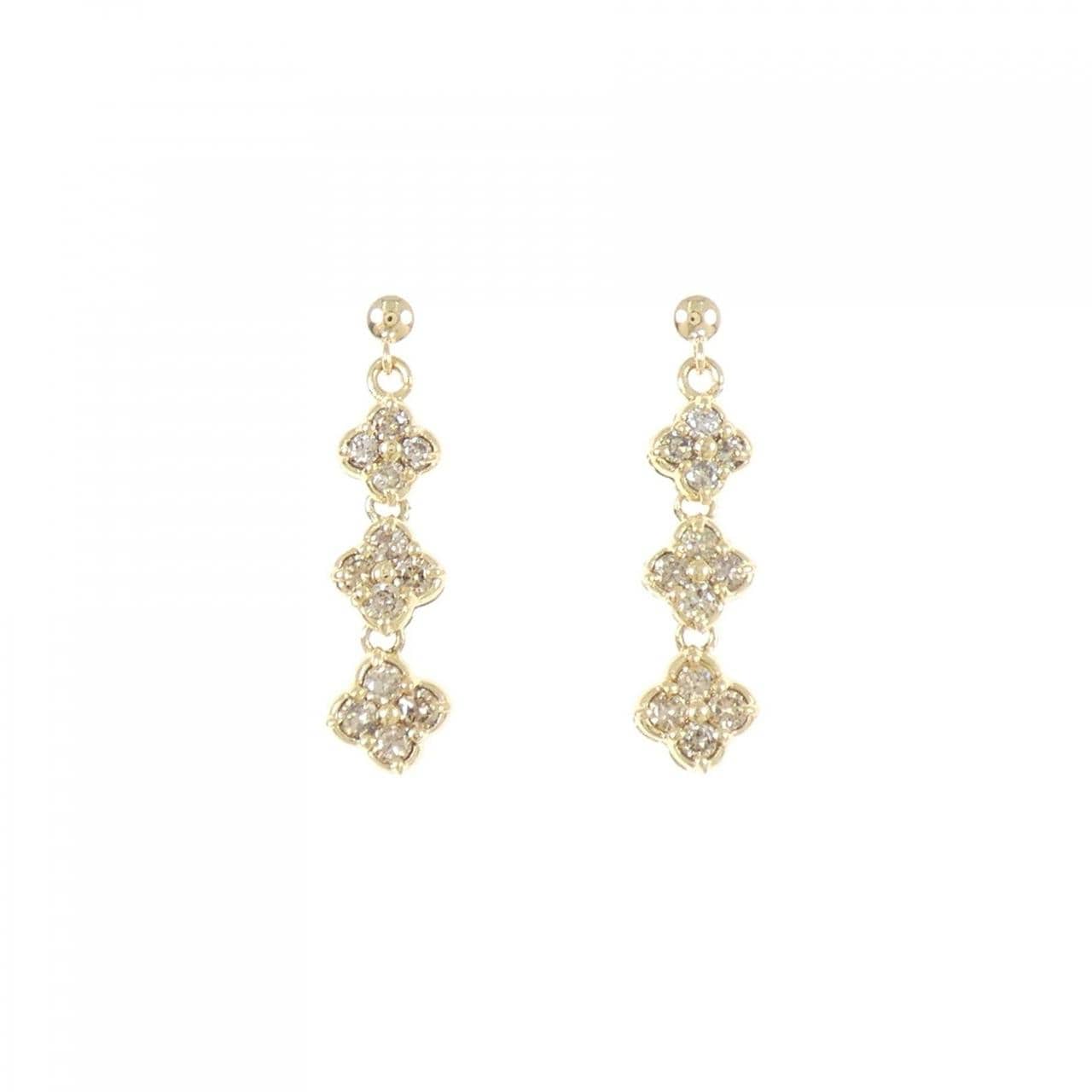 K18YG フラワー ダイヤモンド ピアス 0.60CT