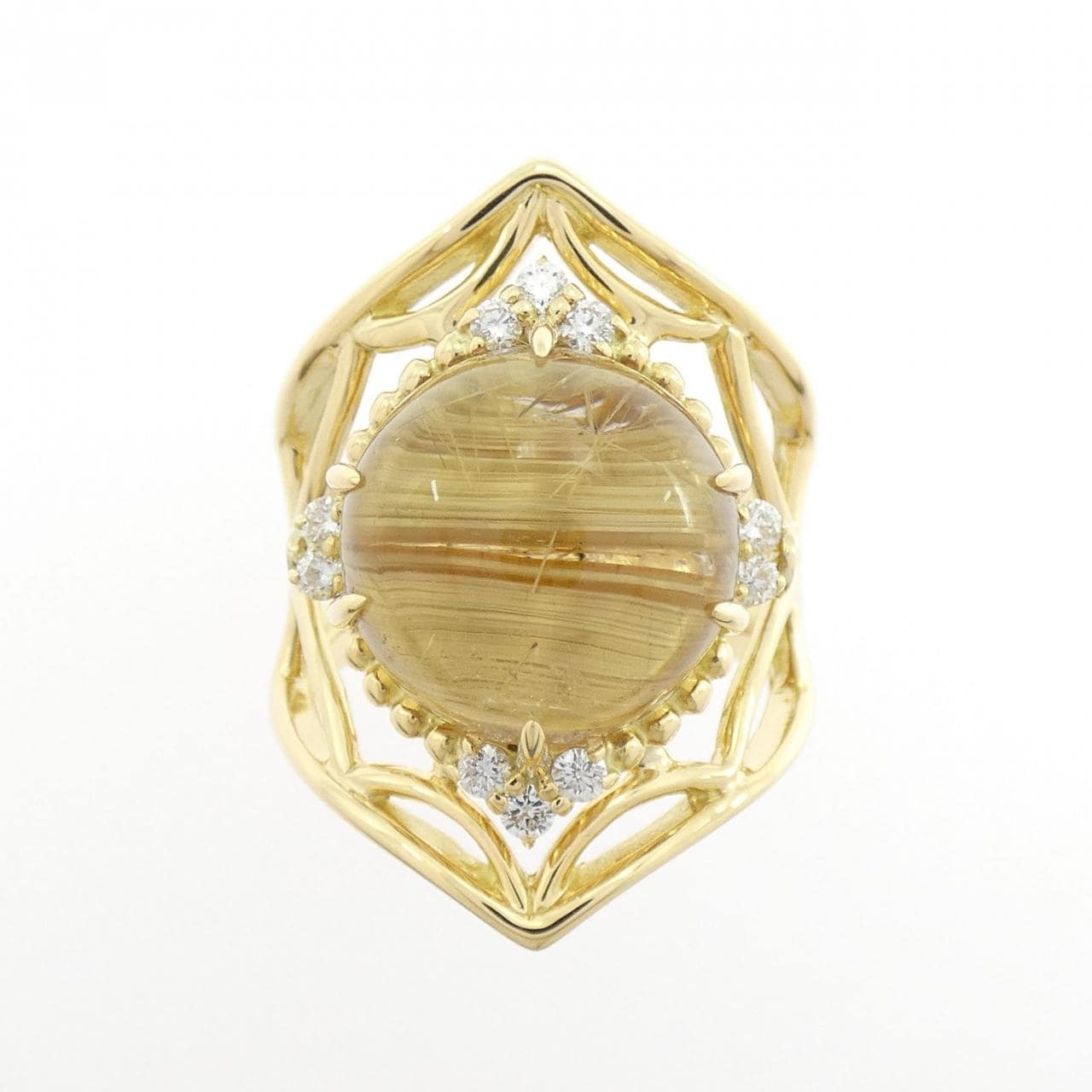 K18YG ルチルクオーツ リング 10.17CT