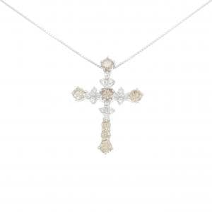 K18WG クロス ダイヤモンド ネックレス 1.35CT