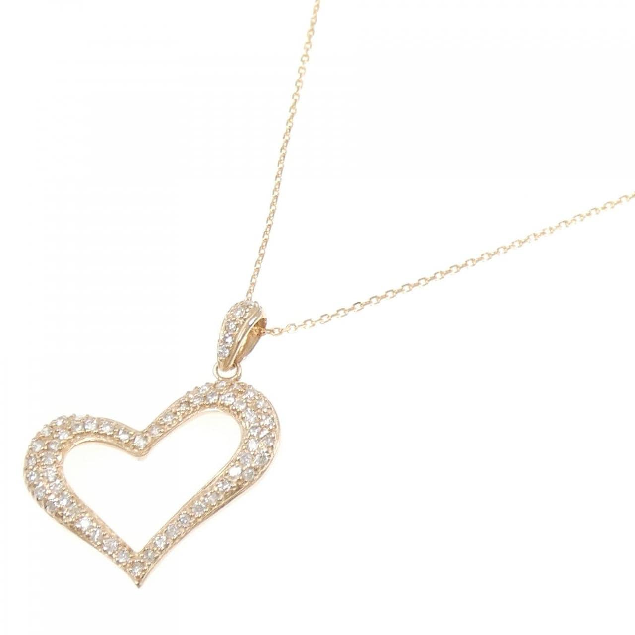K18PG ハート ダイヤモンド ネックレス 0.35CT