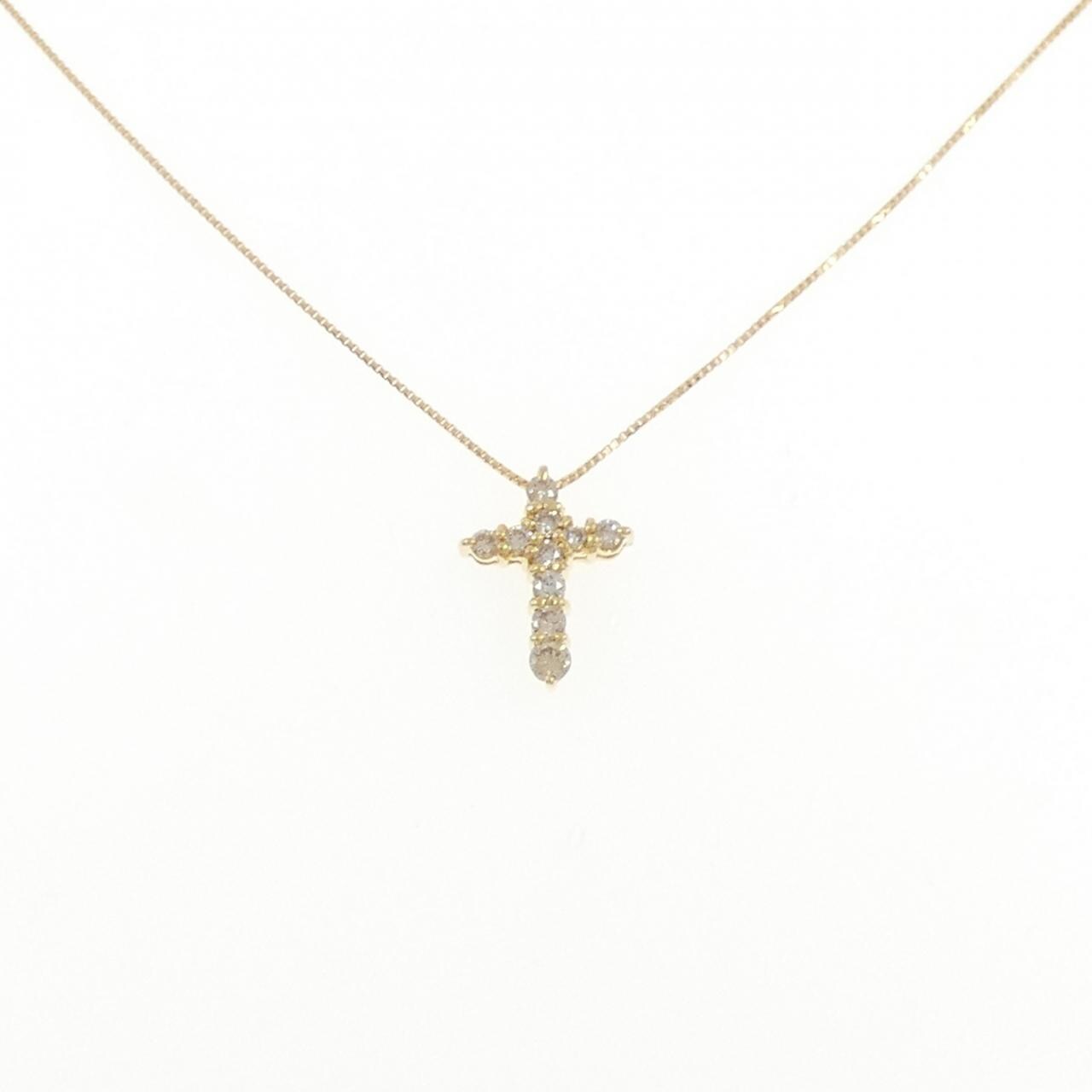 K18YG クロス ダイヤモンド ネックレス 0.30CT