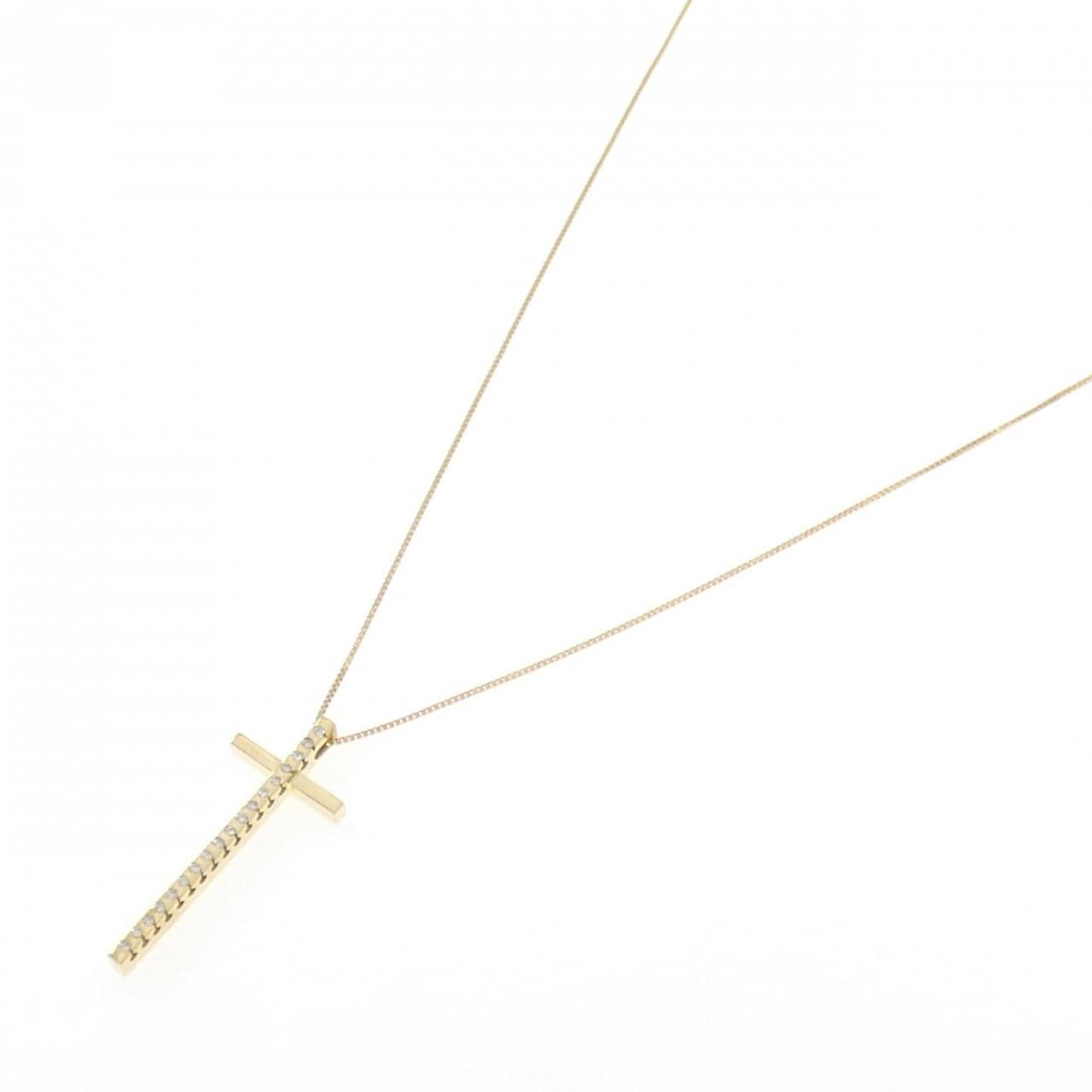 K18YG クロス ダイヤモンド ネックレス 0.09CT