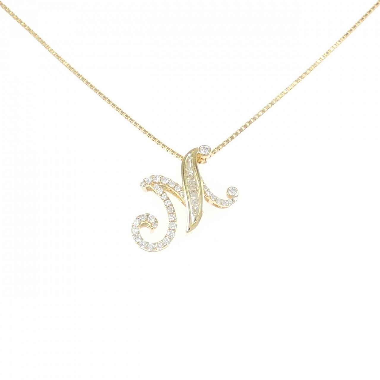 K18YG イニシャルM ダイヤモンド ネックレス 0.25CT