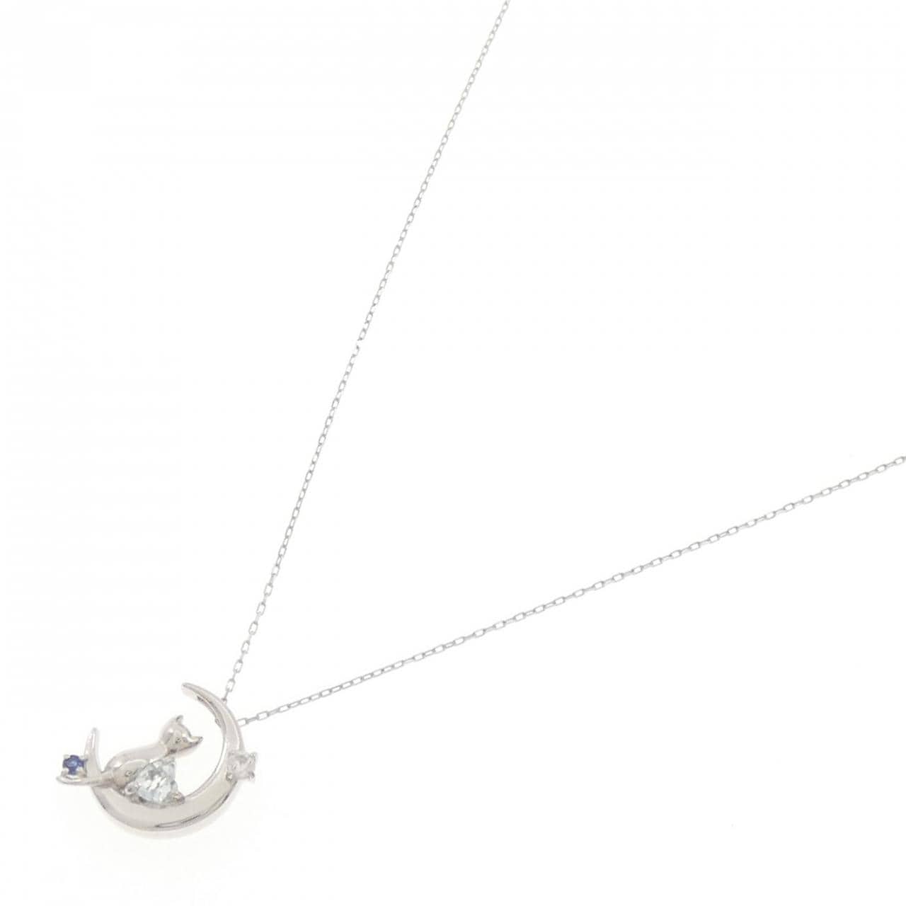 PT900/PT850 キャット×ムーン アクアマリン ネックレス