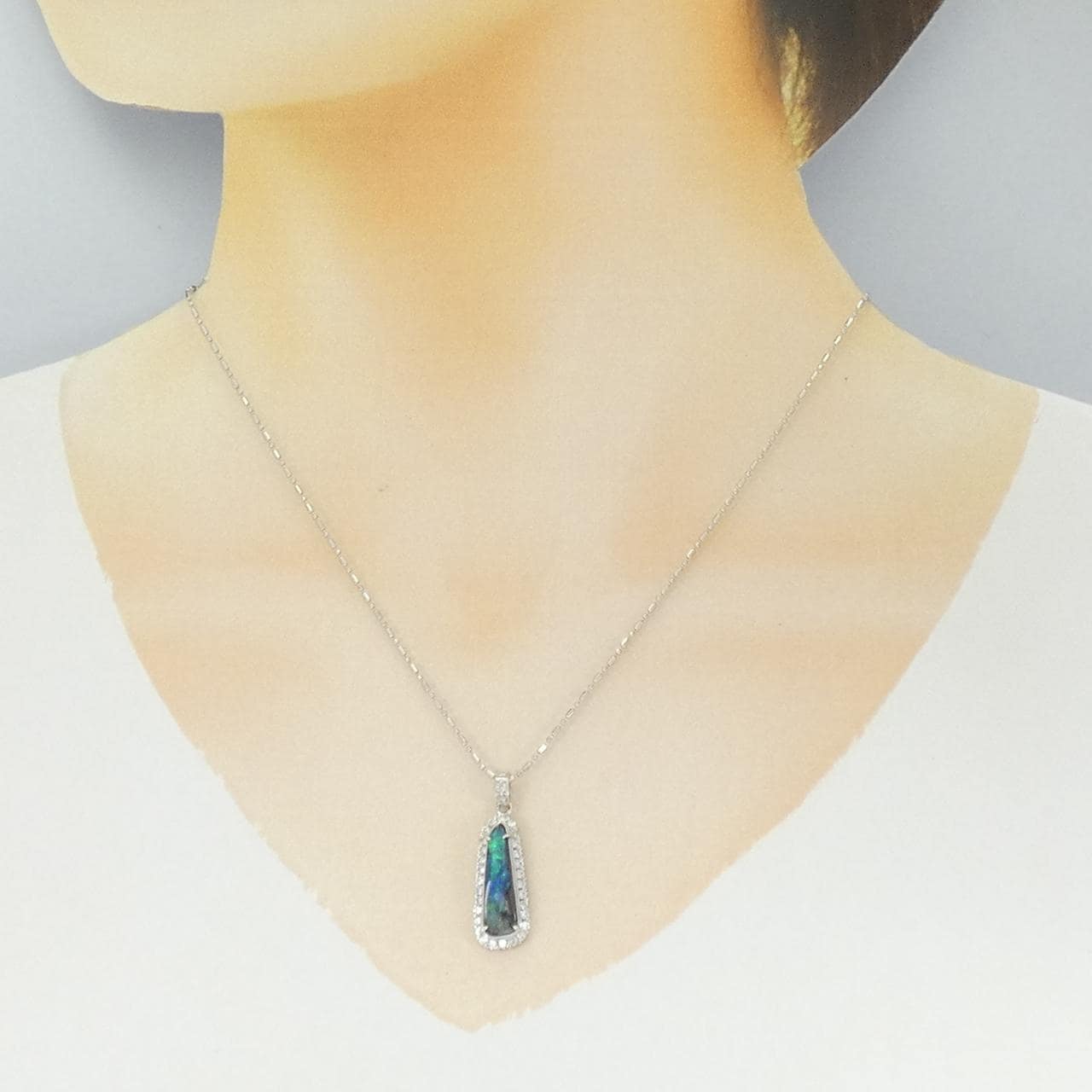 PT900/PT850 ボルダーオパール ネックレス 2.27CT