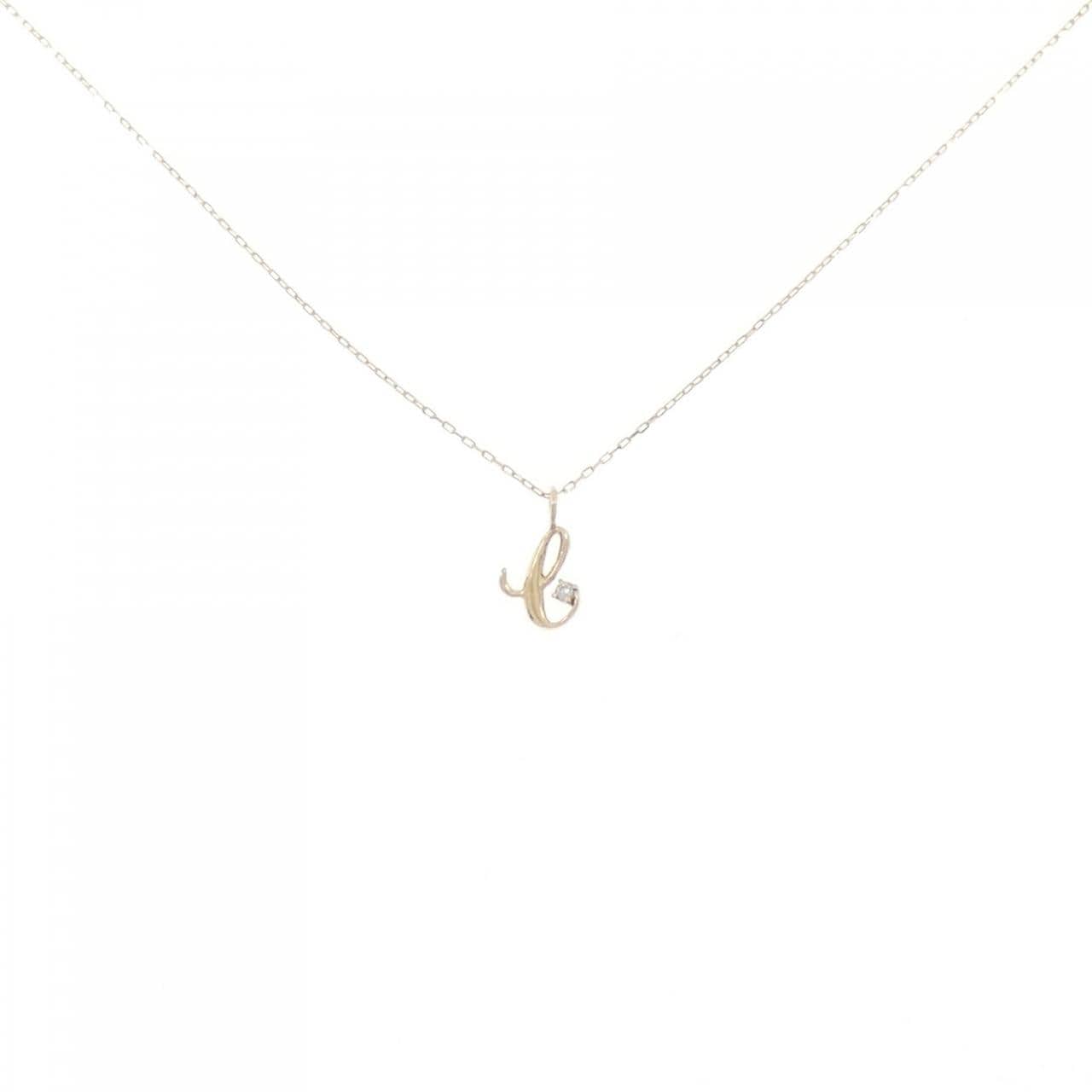 K10YG イニシャルL ダイヤモンド ネックレス