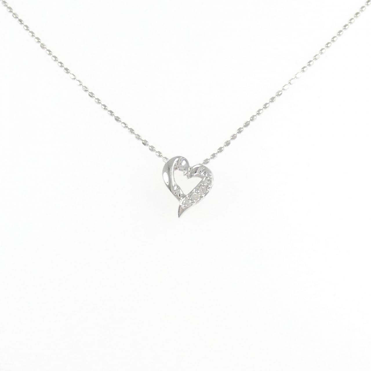 K18WG ハート ダイヤモンド ネックレス 0.03CT