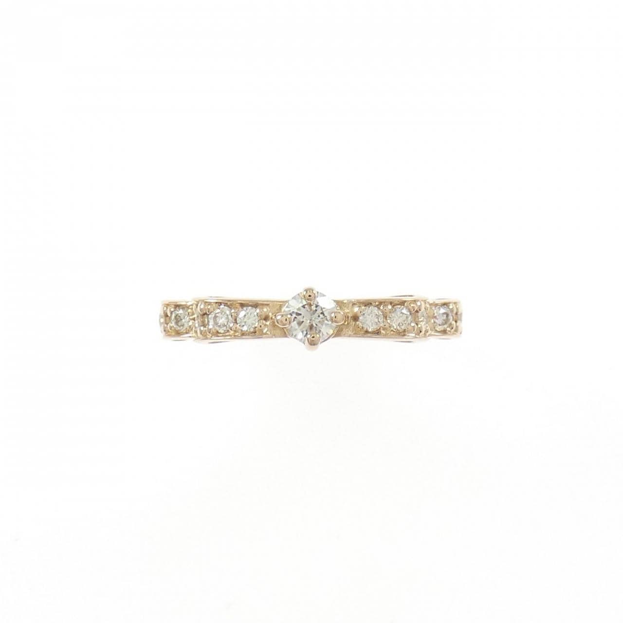 K18PG リボン ダイヤモンド ピンキー リング 0.20CT