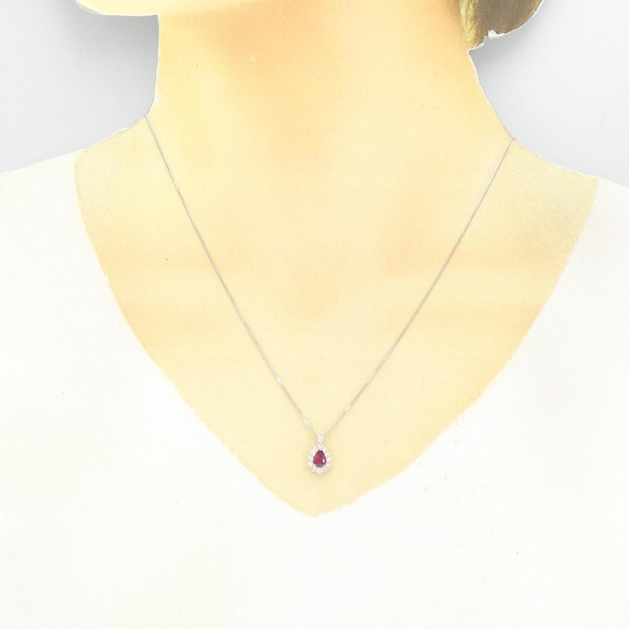 【新品】PT900/PT850 ルビー ネックレス 0.36CT