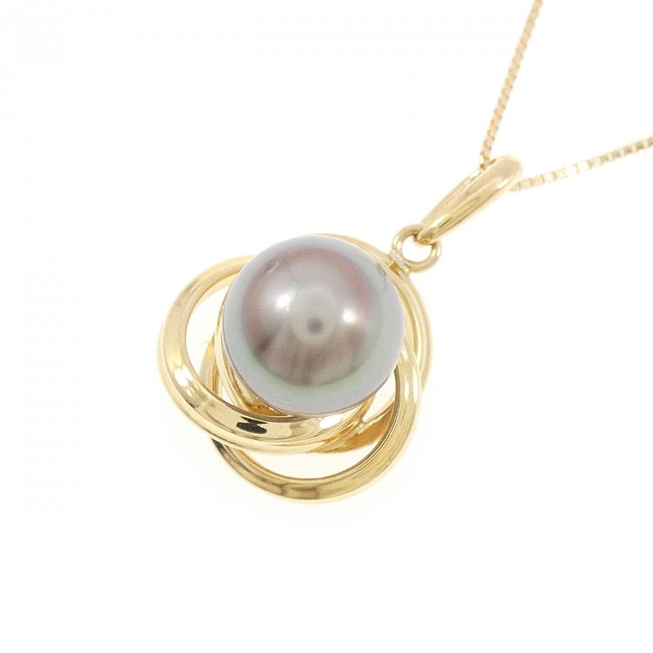 K18YG 黒蝶パール ネックレス 9.5mm