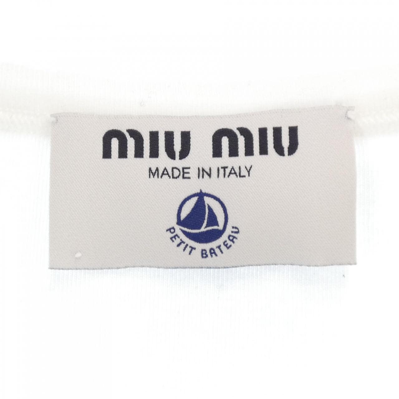 MIU MIU Miu Petit Bateau 弹力针织修身 T 恤 MJN563 SOOO 16J8 上衣