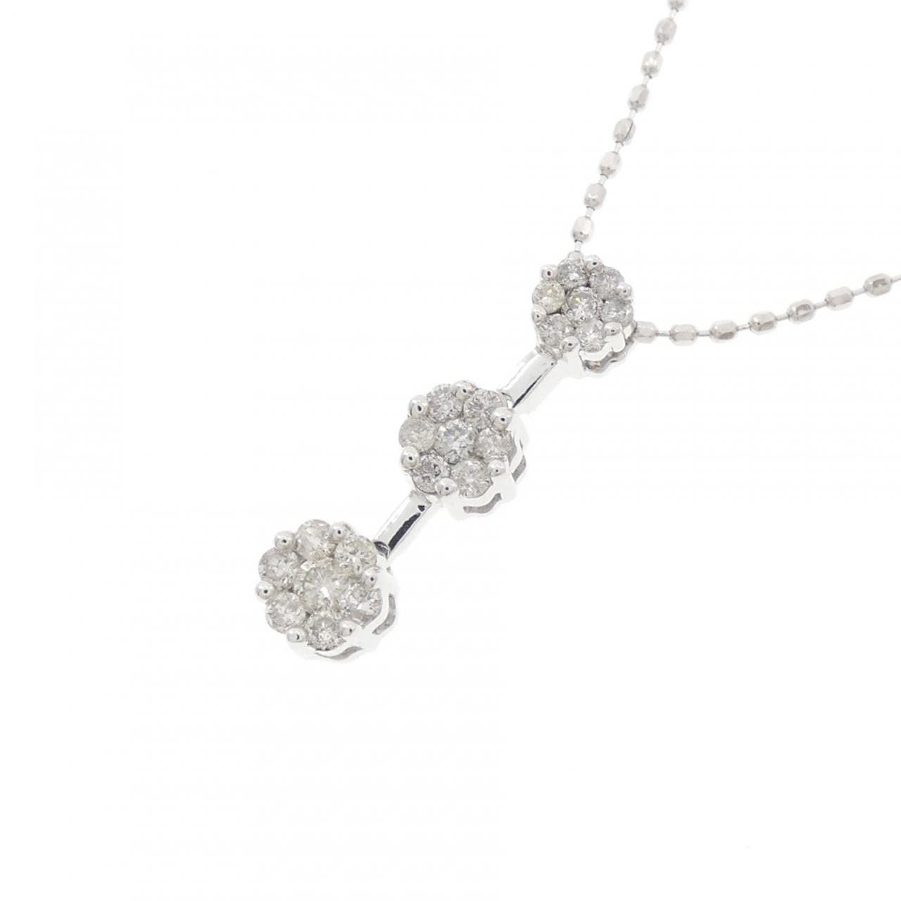 K18WG/750WG ダイヤモンド ネックレス 0.20CT