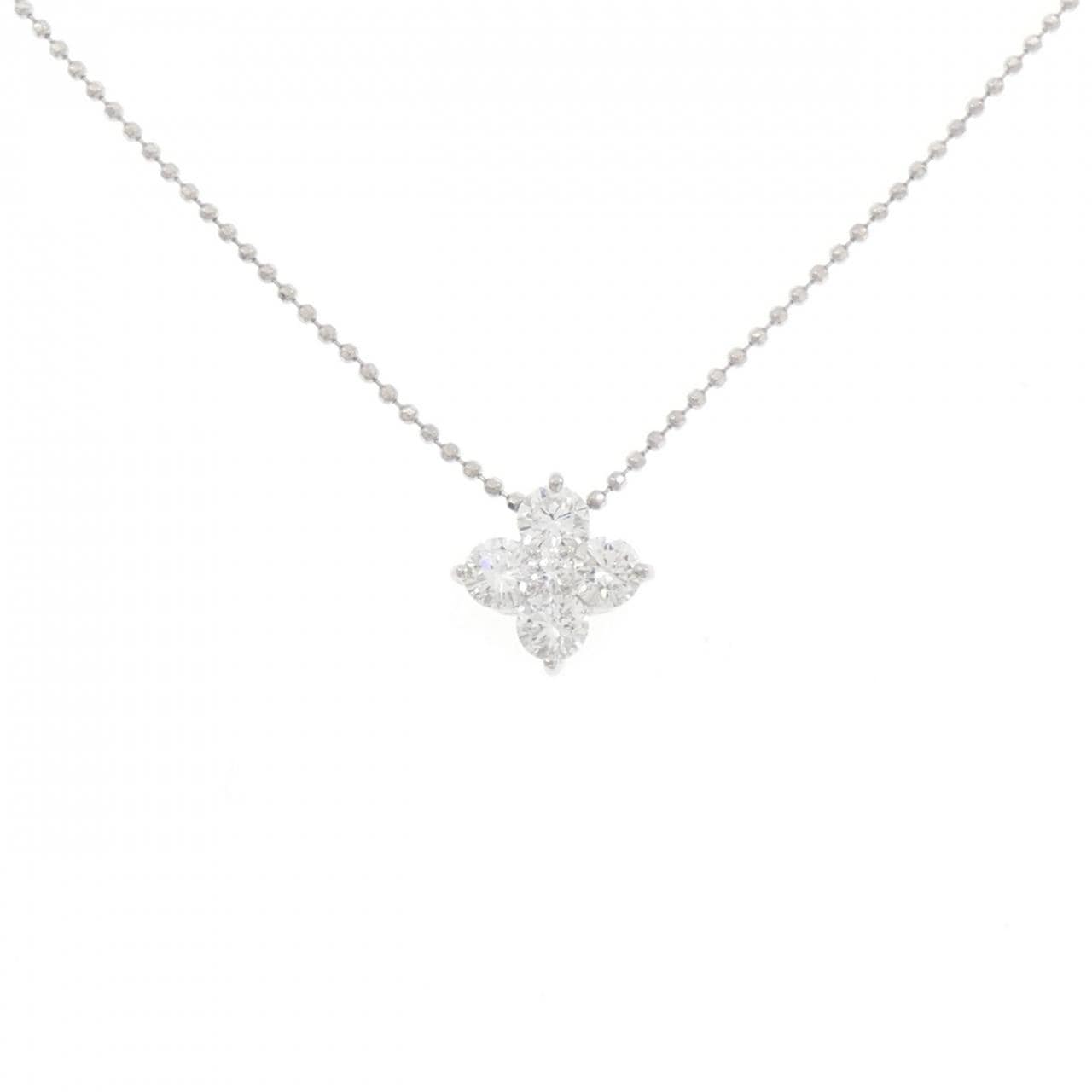 PT900/PT850 フラワー ダイヤモンド ネックレス 0.55CT