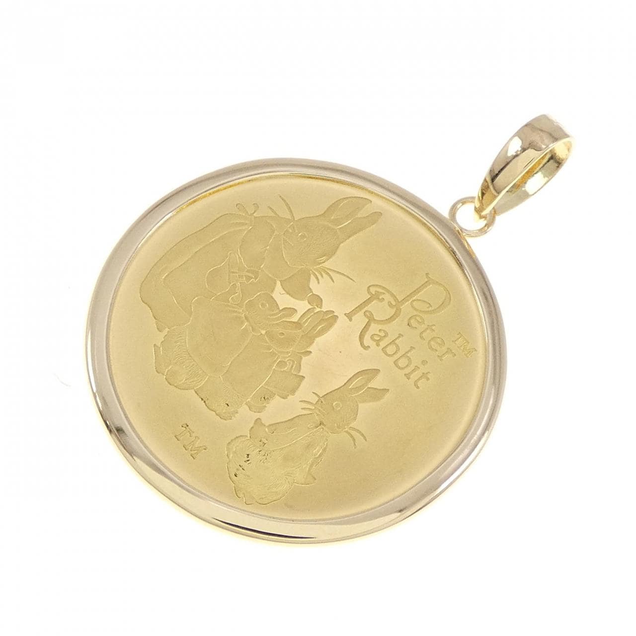 K18YG frame coin pendant