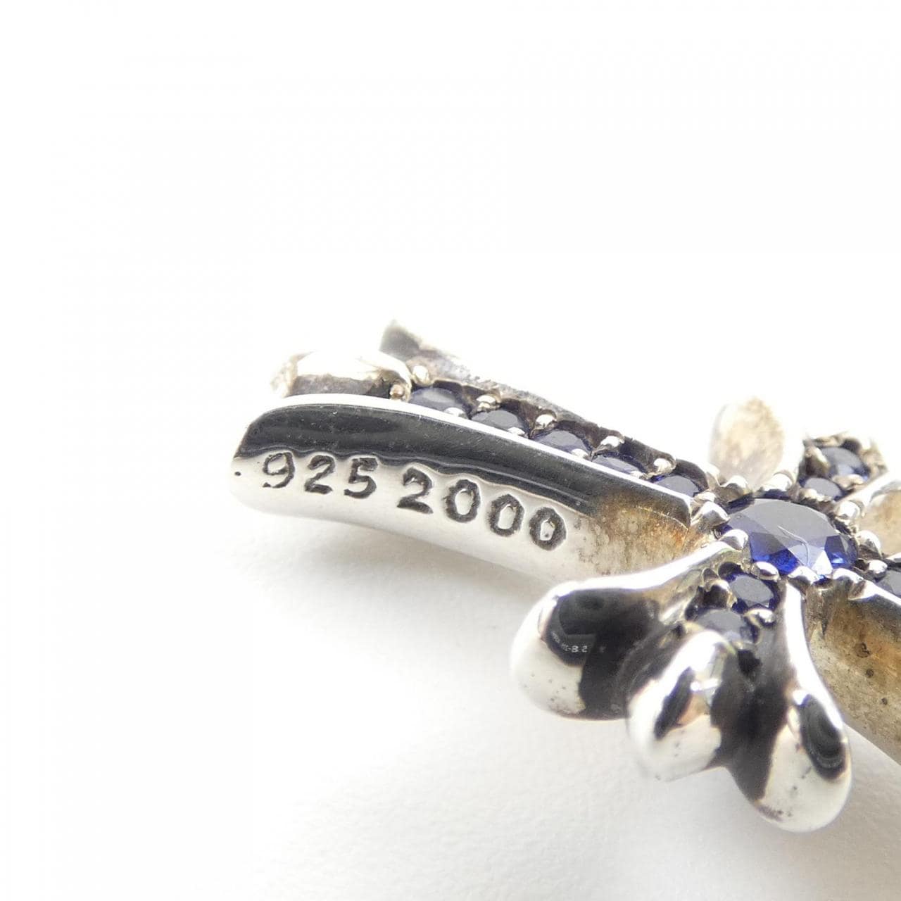 クロムハーツ CHROME HEARTS TINY CH CROSS F PAVE BLU SAPH SNGL SIDE 202033746SLVXXX014 ペンダント