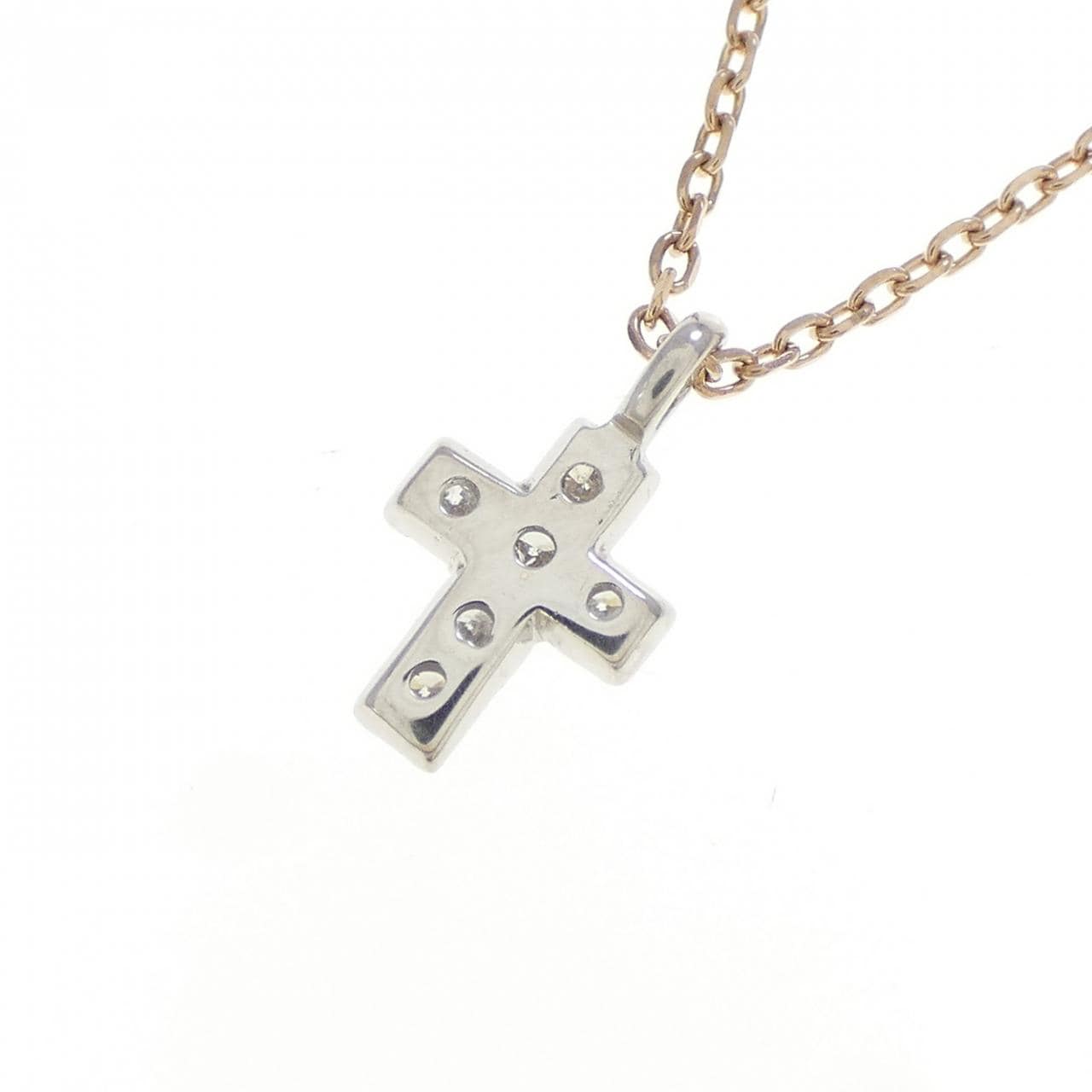K10WG/K10PG クロス ダイヤモンド ネックレス 0.08CT
