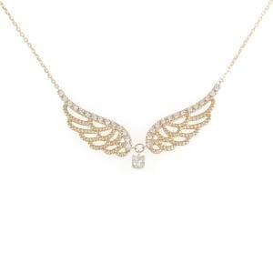 K18PG フェザー ダイヤモンド ネックレス 0.10CT
