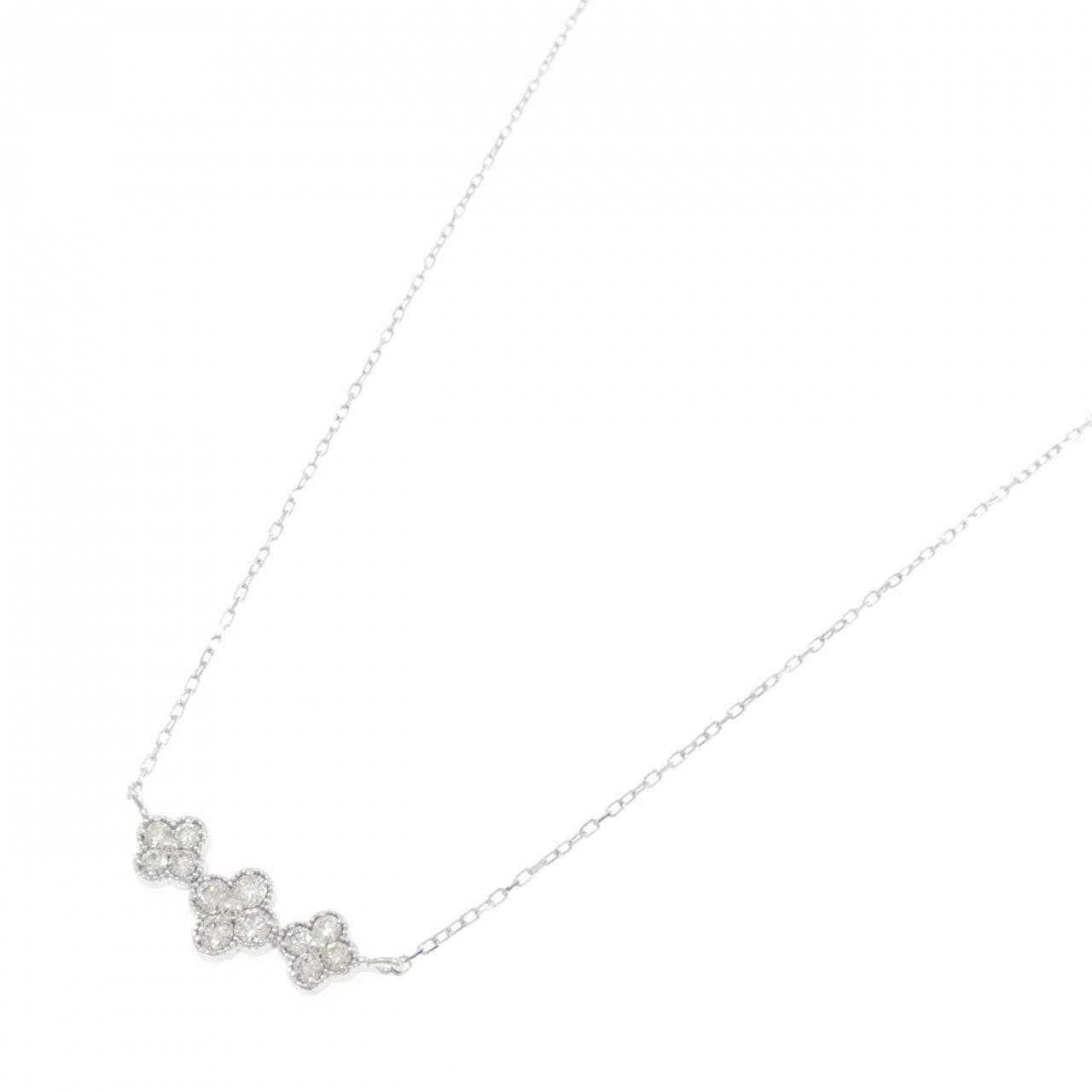 K18WG フラワー ダイヤモンド ネックレス 0.30CT
