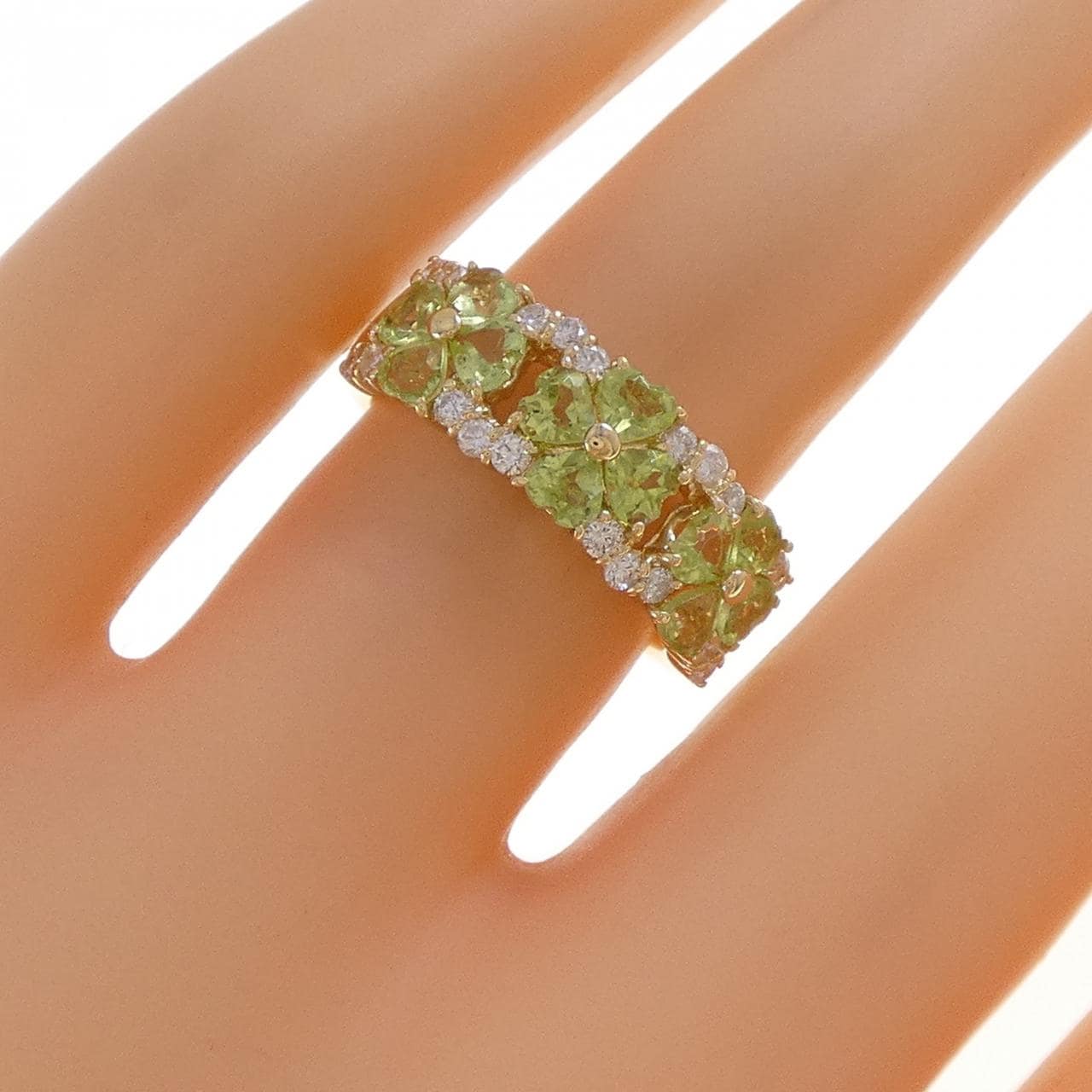 K18YG クローバー ペリドット リング 0.80CT