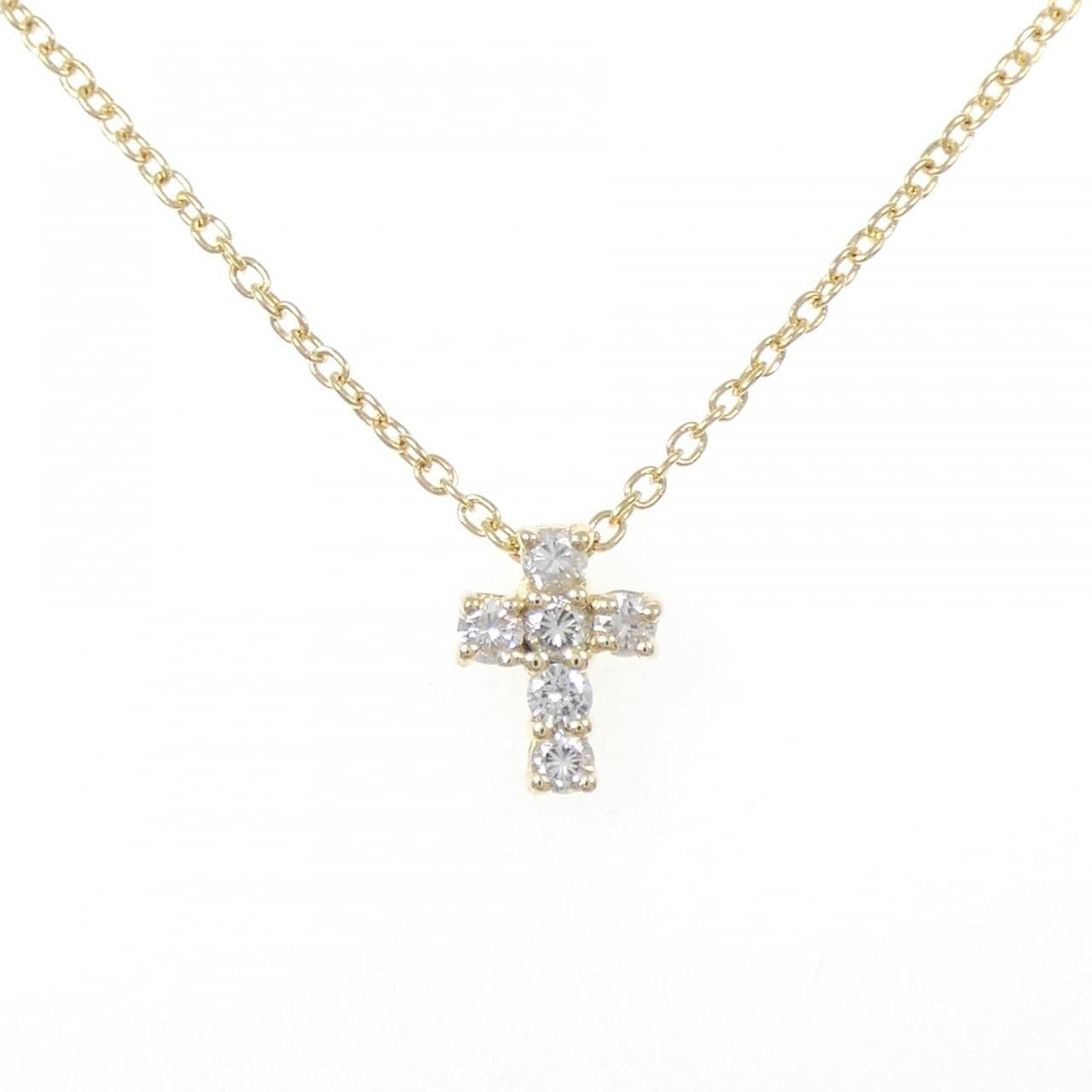K18YG クロス ダイヤモンド ネックレス 0.22CT