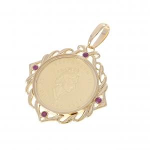 K18YG(枠) ルビー コイン ペンダント