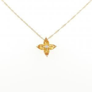 K18YG フラワー シトリン ネックレス 2.30CT