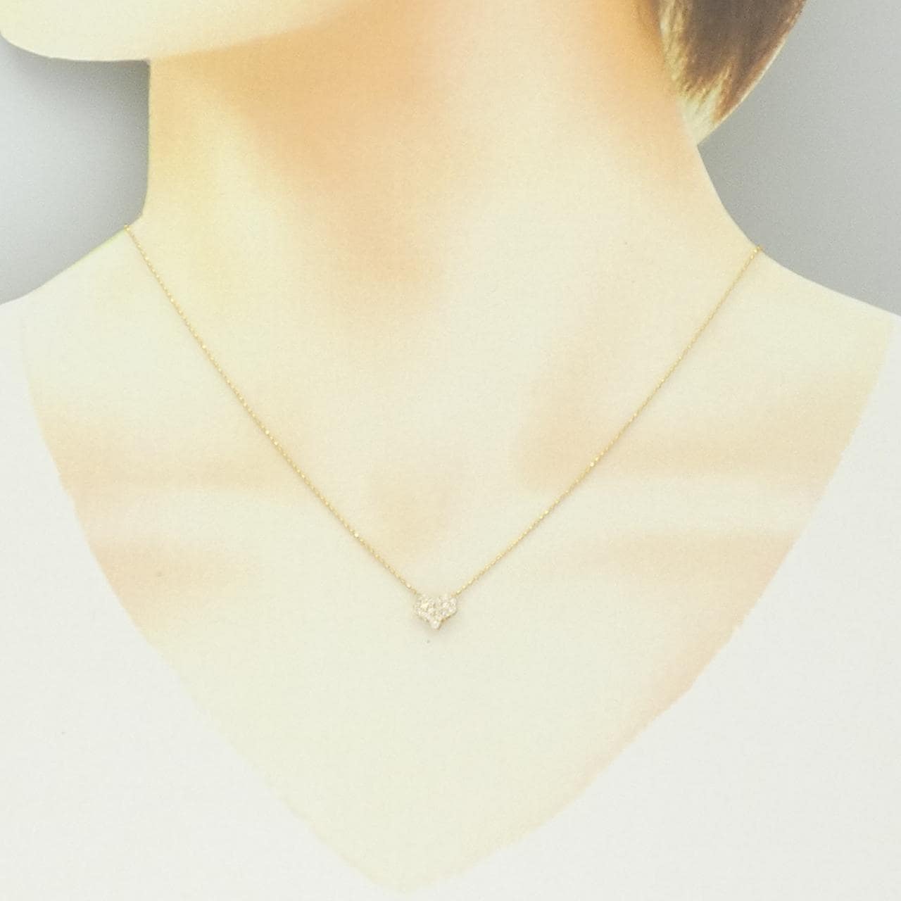 K18YG ハート ダイヤモンド ネックレス 0.17CT