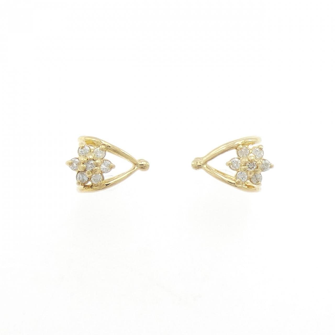 K18YG フラワー ダイヤモンド イヤーカフ 0.15CT