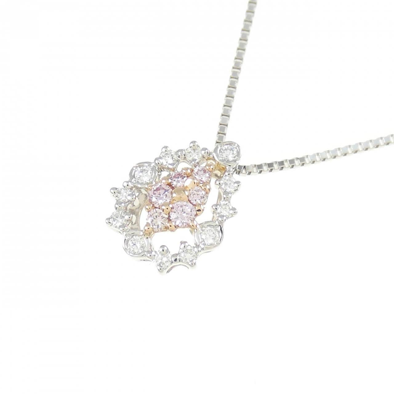 PT900/K18PG/PT850 ピンクダイヤモンド ネックレス 0.06CT